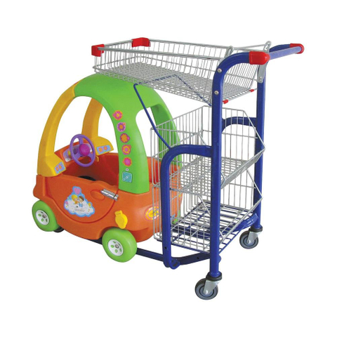 Cheap Supermarket Grocery Shopping Trolley with Child Seats