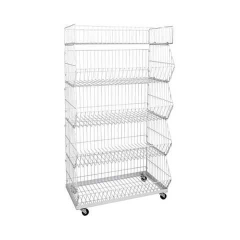 4 Wheels Solid Warehouse Folding Wire Mesh Roll Storage Container