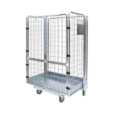 2 sides Stackable Rolling Metal Steel Wire Mesh Container