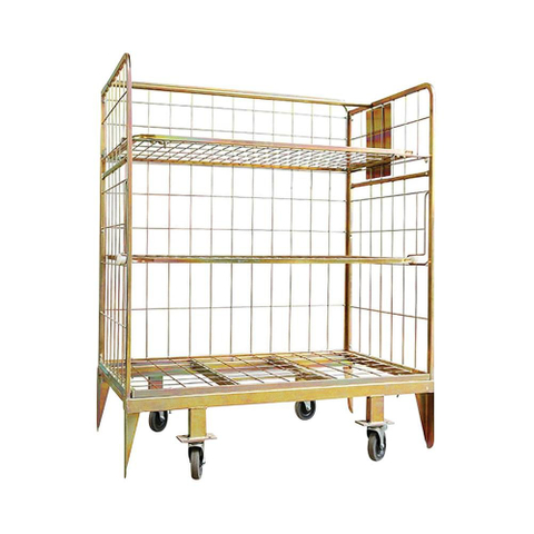 Two Swing Doors Security Roll Containers Foldable Wire Roll Cage