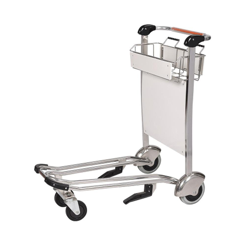 Rubber Wheels Airport Moving Luggage Cart with Brake