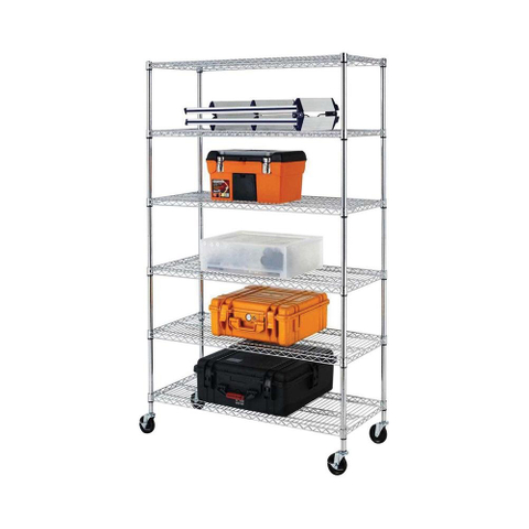 NSF Approval Adjustable Wire Shelf 6 Tier with Wheels