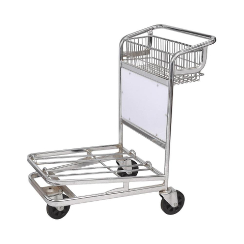 Two Layers Hand Pull Luggage Load Airport Service Trolley