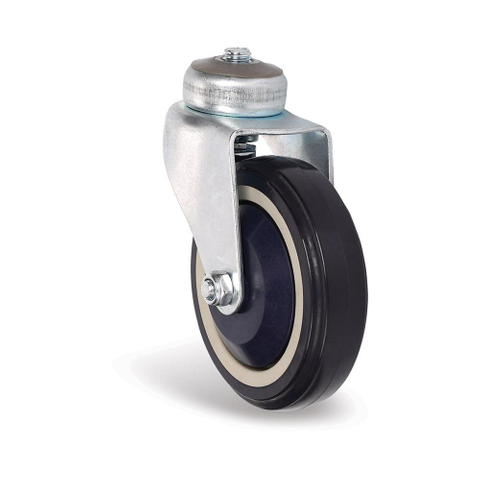 PU blue double axles wheel for grocery trolleys