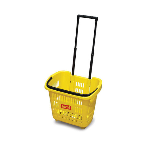 Telescopic Plastic Rolling Supermarket Shopping Basket for Sale