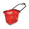 Supermarket Plastic Shopping Basket with Wheels And Handle