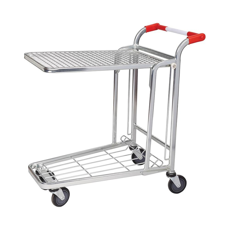High Quality 2 Tier Warehouse Shopping Flat Trolley 