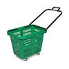 55L Supermarket Plastic Shopping Basket with 4 Wheels