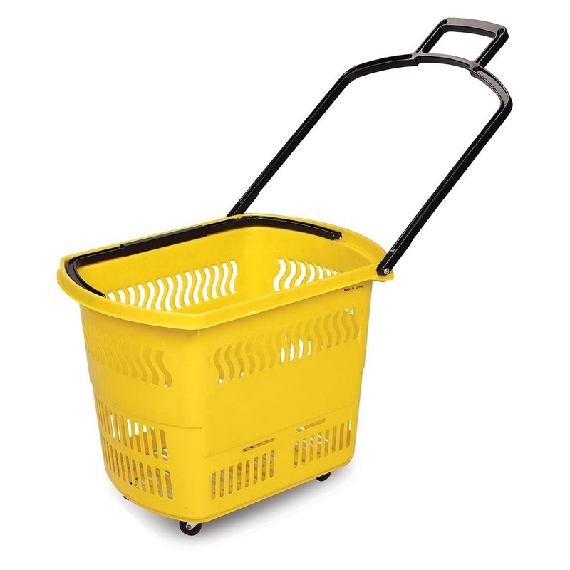 Double Pull Rod Trolley Shopping Basket with TPR Wheels