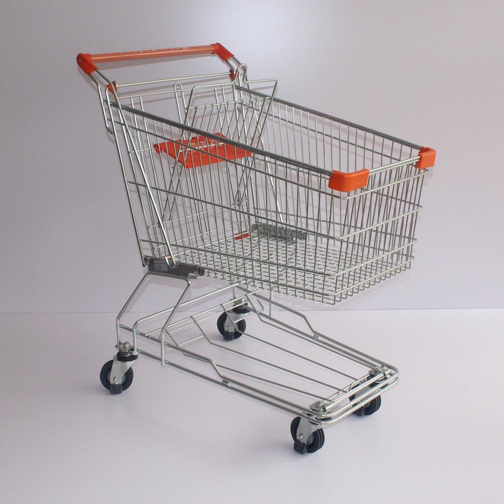 100L Asian Supermarket Retail Store Chromed Hand Trolley